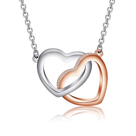 PLITI Cheerleader Necklace Cheerleading Gift Cheer Team Gift Interlocking Heart Pendant For Cheer Coach (Cheerleader 2heart nec)