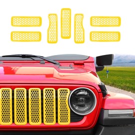 Front Grille Mesh Inserts Grill Decoration Exterior Accessories Compatible with Jeep Wrangler JL JLU & Gladiator JT 2024+,Yellow
