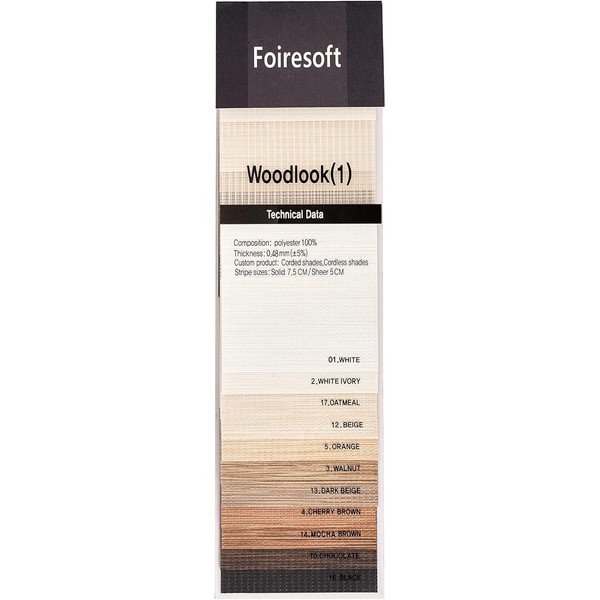 Foiresoft Woodlook 1 Shade Fabric Sample Swatch in 11 Colors.