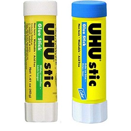 UHU Glue Sticks 1.41 oz, Pack of 1 White and 1 Blue Stick