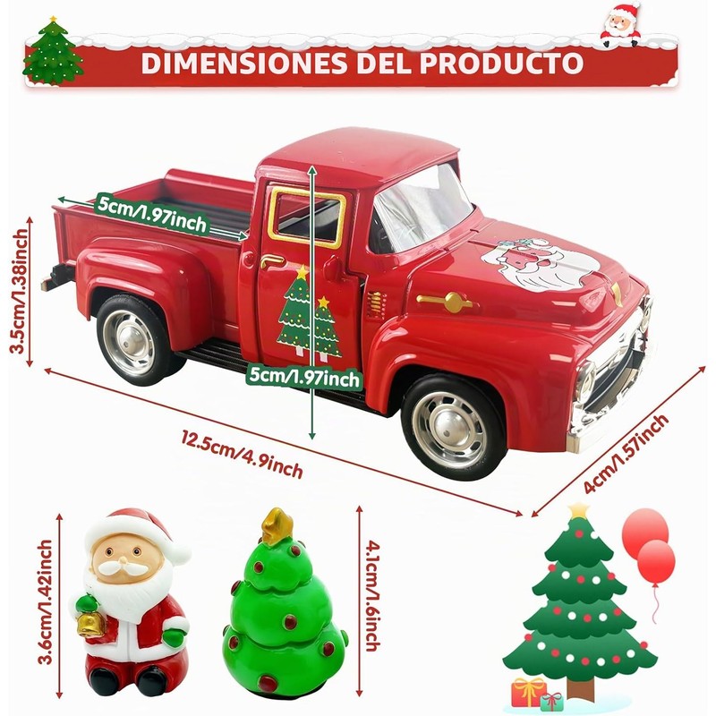 Adorno Coche Antiguo Decorado para Navidad, Decoraciones Navideñas Casa
