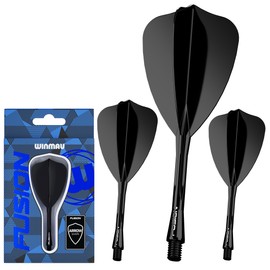 WINMAU Darts Fusion Integrated Flight & Shaft System - Arrow Shape & Design - Black Colour, Medium Length