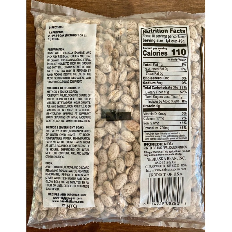 Morrison Farms Bulk Pinto Beans, 1lb bags, Triple Washed, Non-GMO,