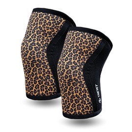 Theyet Knee Support CrossFit Compression Neoprene 7mm Reversible Animal Print Pair Adjustable for Women Sports Gym Powerlifting Weightlifting Fitness Gym (M)