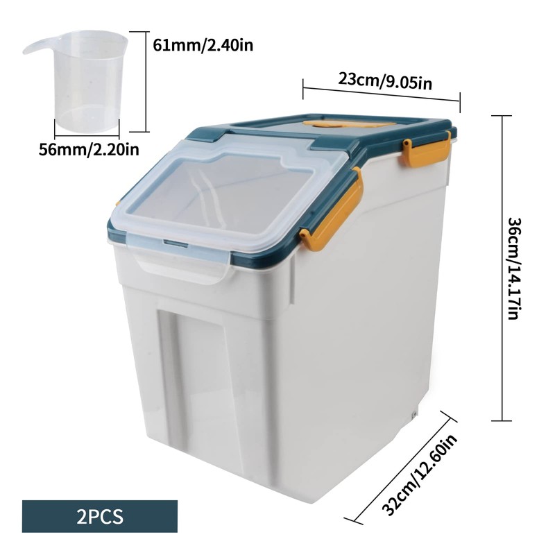 Large Flour Storage Container 25 lb, Airtight Rice Storage Bin
