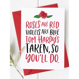 Tom Hardy Funny Valentines Card for Him, Boyfriend Husband, Tom Hardy Merchandise Gifts, Roses are Red Funny Anniversary Card