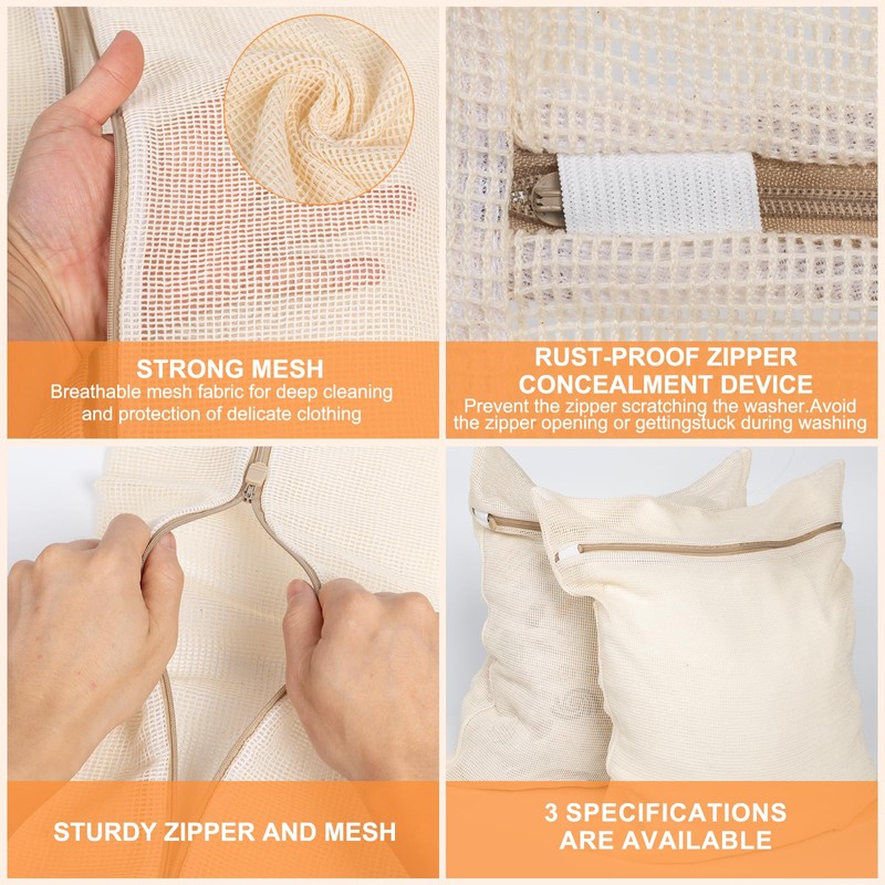 6-piece laundry bag set, durable organic cotton mesh laundry bag,