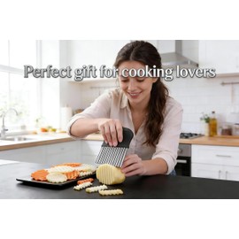 French Fry Slicer - Large Crinkle Cutter - Potato Knife Cutter, Fruit Vegetable Wavy Chopper - Stainless Steel Blade Cutting Knife Tool