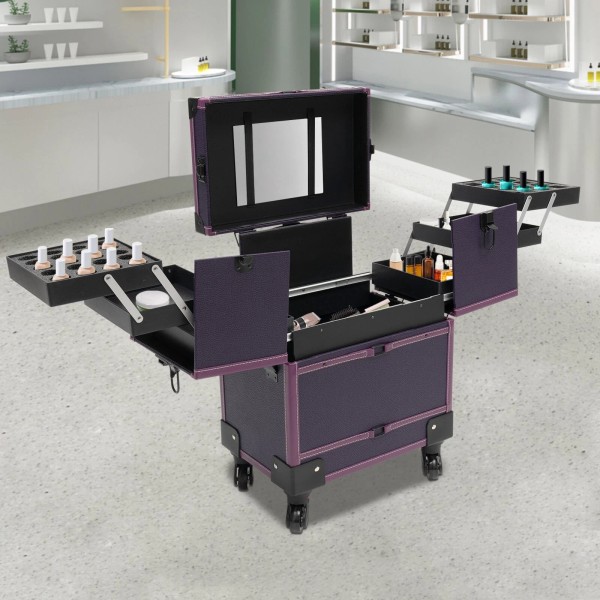 OCASAMI Rolling Makeup Train Case Fits Artist Trolley Cosmetic Organizer