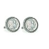 American Coin Treasures Buffalo Nickel Silvertone Rope Bezel Cuff Links