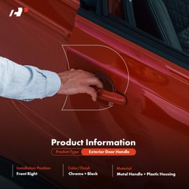 A-Premium Front Right Passenger Side Upgraded Metal Exterior Door Handle with Keyhole Compatible with Toyota Tacoma 1995-2004, Chrome and Black, Replace# 6921035030