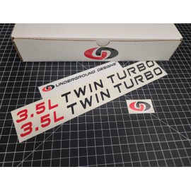 3.5L Twin Turbo Decal Ecoboost Hood Stickers Select Color: (Matte Black & Red, 0.75" x 11.5")