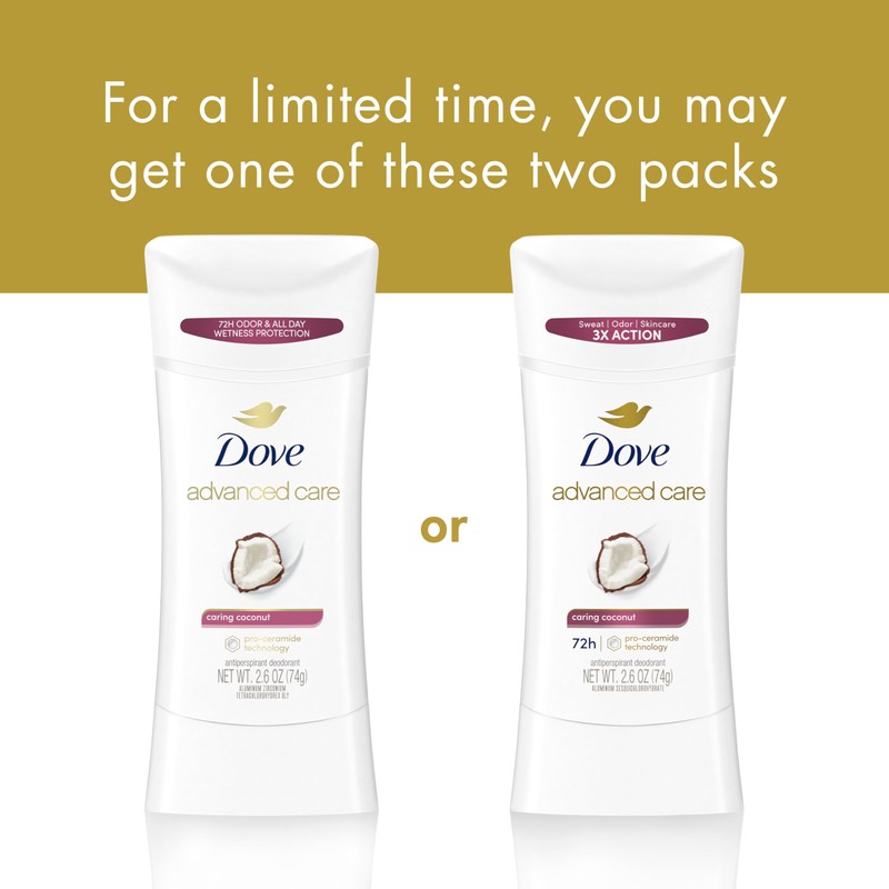 Dove Advanced Care Antiperspirant Deodorant Stick Caring Coconut for Helping