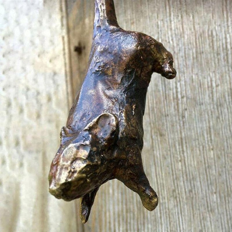 HUSHUI Door Knocker, Cat Door Knocker Sculpture Cat Catch Mouse