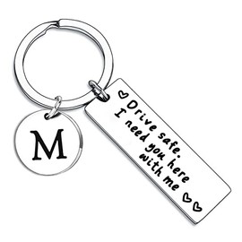 BESPMOSP Appreciation Keychain Drive Safe Keychain A-Z Gifts for Father's Day, Birthday, Husband, Dad, Boyfriend