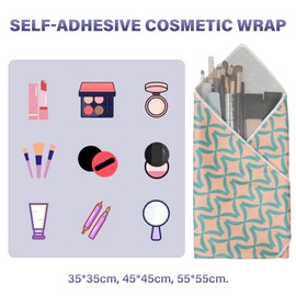 Walking Way Self-Adhesive Magic Cloth Makeup Bag, Portable Pocket Lazy Makeup Pouch, Camera Lens Wrap, Stylish Organizer for Beauty Essentials, Travel, Gifts & Daily Use（rhombic, 21.65inch）