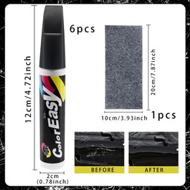 JOKILY 6 Stück Lackstift Auto Schwarz, Auto Lackstift, 10ml Auto Reparatur Lack Auto Pinsel, Auto Kratzer Reparatur Stift, Lackreparaturstift für Auto Kratzer Reparatur