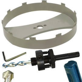 6 3/8" Carbide Grit Hole Saw with SDS Plus Arbor for Recessed Lighting, Drywall, Ceilings, Plaster Walls – 162mm Cutter for Speakers & LED Light Installation