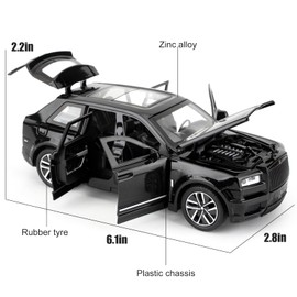 1/32 Rolls-Royce Cullinan Model Car, Toy Car with Sound and Light Function, Children's Toy Model Car with Pull Back Function, Collector's Quality Model Car, Gift for Children (Black)