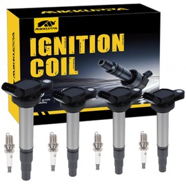 MIKKUPPA Ignition Coil Pack and Spark Plugs - Set of 4 Replaces# UF596 & 4912, Compatible with Toyota Corolla Matrix Prius Lexus Scion IM XD Pontiac Vibe 1.8L L4 UF619 90919-02258