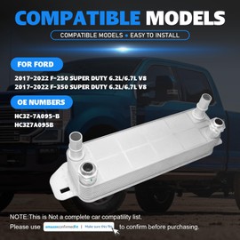HC3Z-7A095-B Engine Oil Cooler for Ford F-250 F-350 Super Duty 6.2L 6.7L V8 2017 2018 2019 2020 2021 2022 Replace HC3Z7A095B