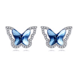 Butterfly Earrings Crystal Studs Sterling Silver Butterfly Austrian Crystal Earrings for women Anniversary Christmas Birthday Gift