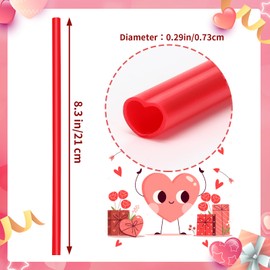 JANYUN 30 Pcs Red Heart Shaped Straws, Reusable Valentines Plastic Drinking Straw for Valentines Day Party Favors Birthday Bridal Shower Wedding Supplies