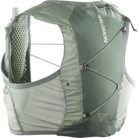 Salomon Active Skin 4 Unisex Hydration Vest Trail Running Hiking MTB with Hydration Bottles, Easy Hydration, Precise Fit, Optimised Storage Options, Green, XL
