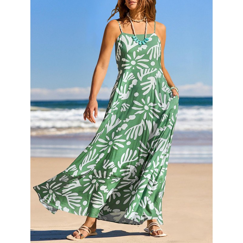 MEROKEETY Women's 2024 Summer Floral Boho Maxi Dresses Casual Sleeveless