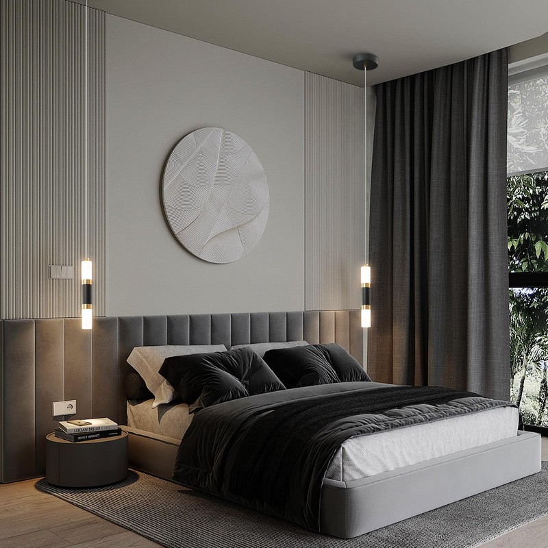 ZYBWL Modern Black Kitchen Island Light Fixture Dimmable LED Mini