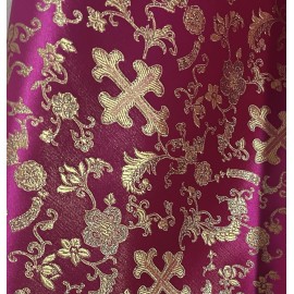 Waheed Fabric Lt Purple Gold Church Cross Metallic Brocade Fabric 60” Sold By The Yard