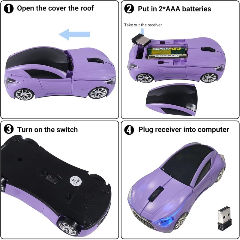 Car Mouse, Wireless Mouse (Purple)