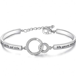MYSOMY Stepdaguther Bracelet Bonus Daughter Gifts for Daughter in Law Stepdaughter I Didn't Give You the Gift of Life Life Gave Me the Gift of You (White Gold)