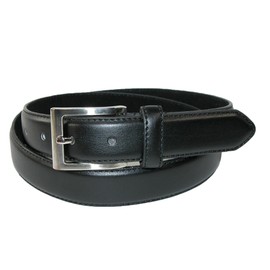 CTM® Men's Leather 1 1/8 Inch Basic Dress Belt with Silver Buckle, 42, Black