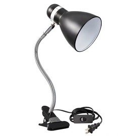 Metal Desk Lamps Clip on Lamp Clip on Light Portable Clamp On Reading Light,Eye-Caring Study Table Lamp with Flexible Goose Neck for Bedroom and Office Home Lighting (Black)