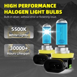DMEPUGI Headlight Bulbs Fit For Nissan Rogue 2014-2020, H11 H11 High Low Beam H11 Fog Lights Combo, Super Bright 5500K White Light High Performance Halogen Light Bulbs, 6PCS