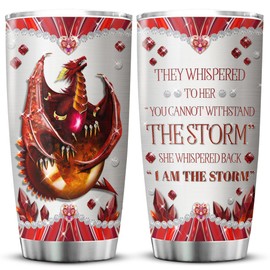 KOIXA Dragon Insulated Tumbler She Whispered Back I Am The Storm Stainless Steel Cup With Lid 20 Oz Cool Dragon Things For Dragon Lovers Insulated Mug Animal Themed Gift Ideas