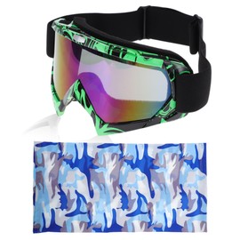 INFINAUTO 1 Set Motorcycle Riding Goggles PC TPU Cycling Sunglasses Blue Lens Black Green Frame