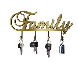 Myartte Key Holder- Key Hooks Decorative for Wall Decorative Zinc Alloy Key Organizer Rack with 4 Hooks -with Screws (Antique Brass Family)