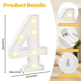 8.7In 40th Birthday Decorations Gifts for Her Him, Light Up Numbers Decorative Sign for 40th Birthday Wedding Work Anniversary Backdrop Table Wall Decor（White）
