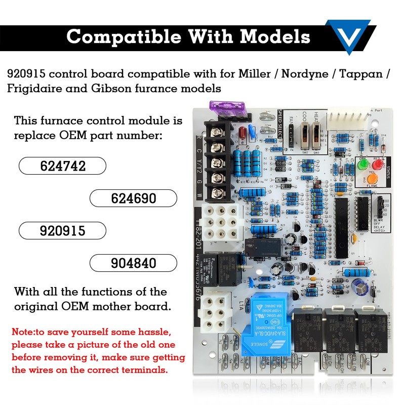 920915 Single-Stage Gas Furnace Control Board Replace for 624742 and