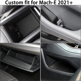 ZOXOQ Center Console Liner for Ford Mustang Mach-E Accessories 2021 2022 2023 2024 Cup Holder Insert Gate Slot Mat Non-Slip Trim Door Pocket Pad, Anti Dust Coaster, 18PCS (Black)