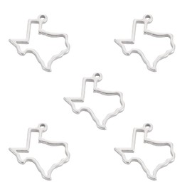 kkjoy 5Pcs Hollow Texas Map Pendant Charms for Jewelry Making and Crafting, Stainless Steel Mini Charm Craft Supplies Accessories for DIY Bracelet Necklace Earrings