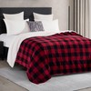 Elegant Comfort Ultra Soft Reversible Buffalo Plaid Flannel Sherpa Blanket