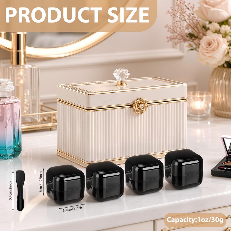 Meanplan 36 Pack 1oz Black Travel Jar Containers, Black Cosmetic