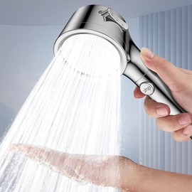Dual Mode Handheld Shower Head, 3.14-inch Face, Pulse and Rain Settings, Built-in Stop Button, G1/2 Connection