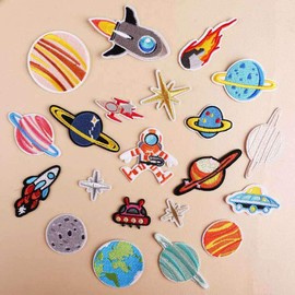 Wdlife Patch, Iron Patch, Embroidery, Cosmic Star Ball Patch, Space Gathering, Spaceship, Children's Popular Applique for Boys, Girls, Cute, Cool Repair Patch, Set of 21