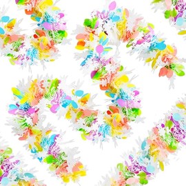 Guirnalda de oropel de Pascua de 50 pies para colgar serpentinas decorativas para escaleras de árbol, manto, para colgar en exteriores, interiores, suministros de fiesta