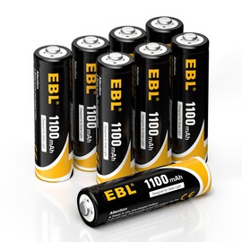 EBL AA Rechargeable Batteries, 1.2V 1100mAh High Capacity AA Battery for Solar Garden Lights (Pack of 8)
