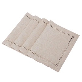 Grelucgo Handmade Hemstitched Polyester Rectangle Table Placemats (12x18 inch Set of 4, Beige)